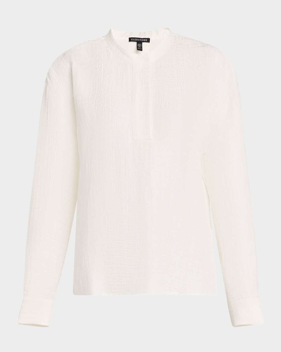 Textured Silk-Organic Linen Top